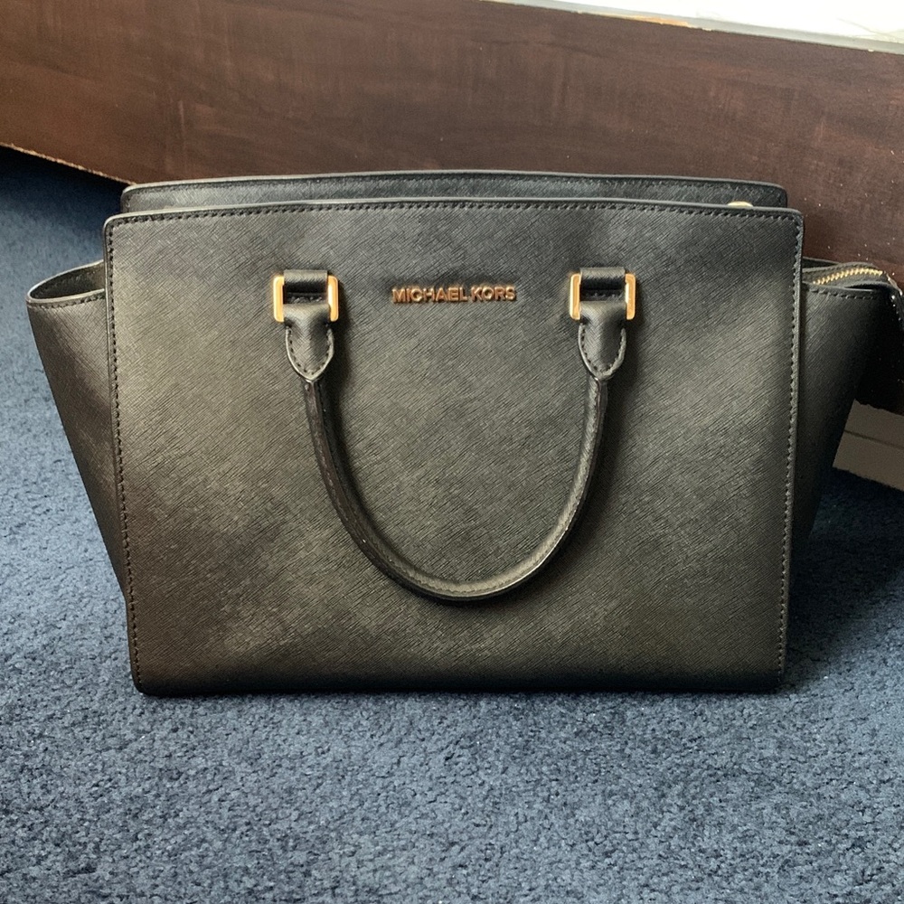 Michael Kors Black Satchel with Gold Accents